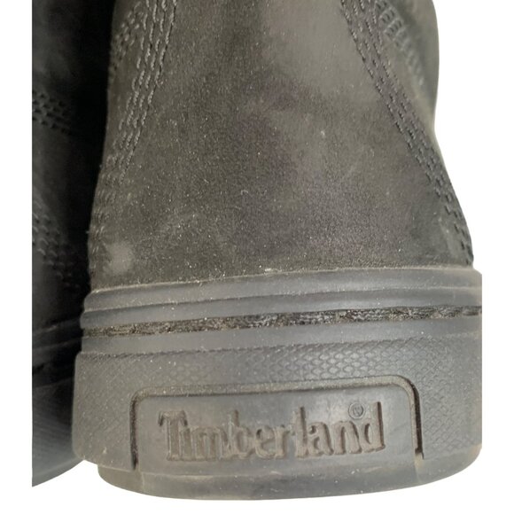 Womens 8.5 Timerland Black Suede Leather Combat Boots Ankle EUC Lace Up 7092 - Picture 4 of 12